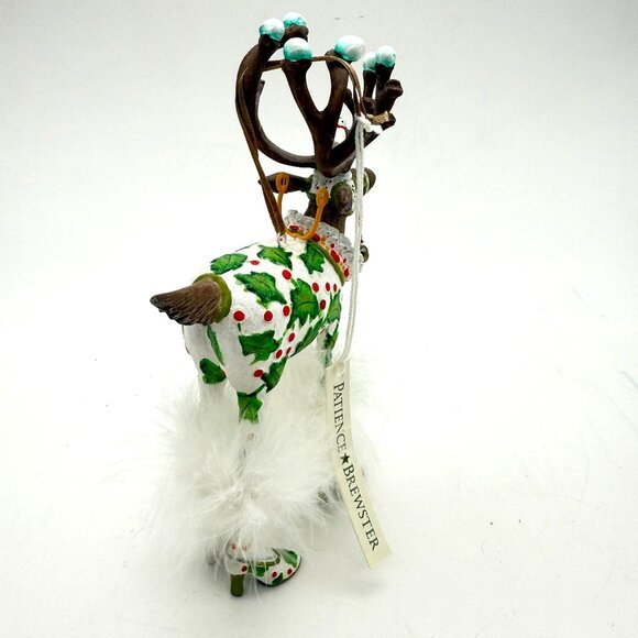 Vtg Patience Brewster Dash Away Vixen Reindeer Ornament w/ Box Feather Trim 7 in - Picture 6 of 15